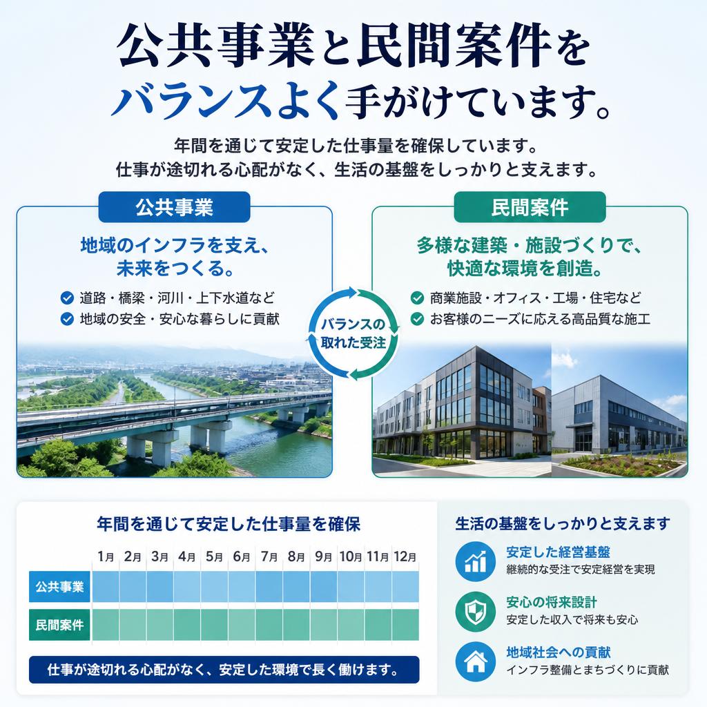 安定した仕事量で安心の生活
