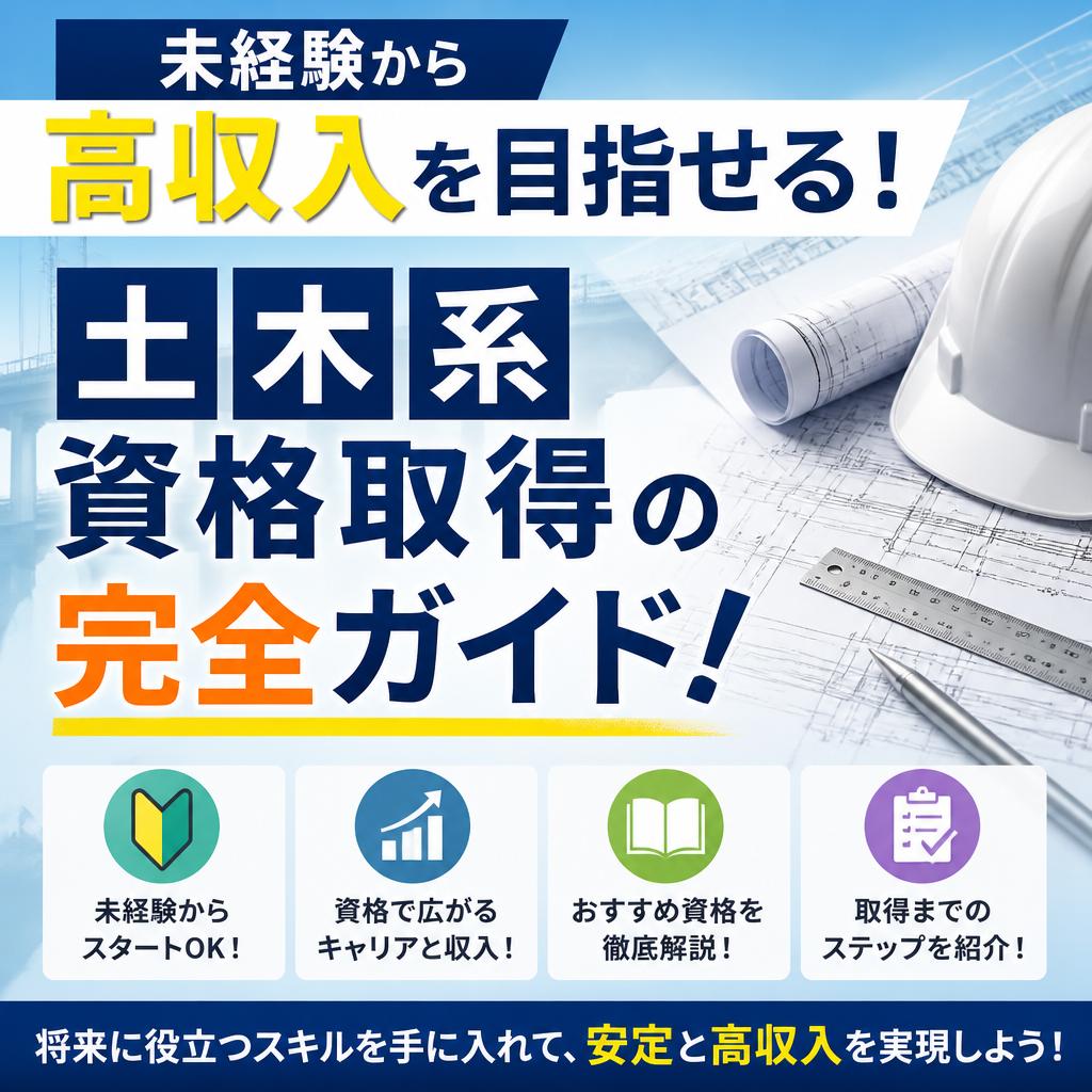未経験から高収入を目指せる！土木系資格取得の完全ガイド！