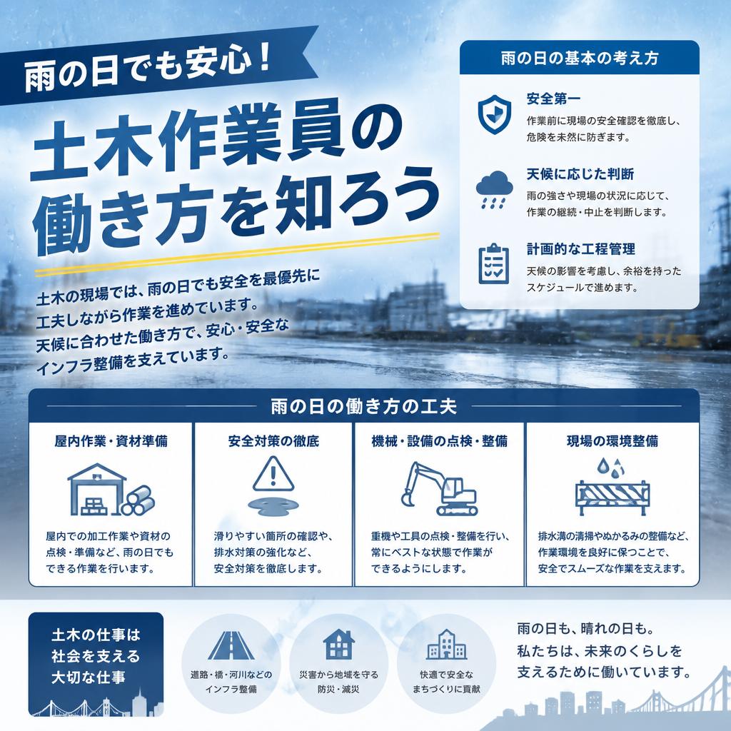 雨の日でも安心！土木作業員の働き方を知ろう
